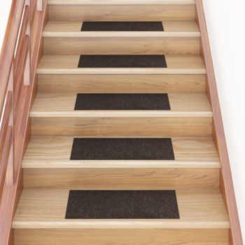 Alfombrilla Autoadhesiva Escalera 15 Uds Marrón Oscuro 60x25 Cm