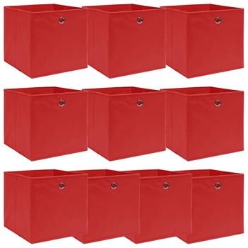 Cajas De Almacenaje 10 Uds Tela Rojo 32x32x32 Cm