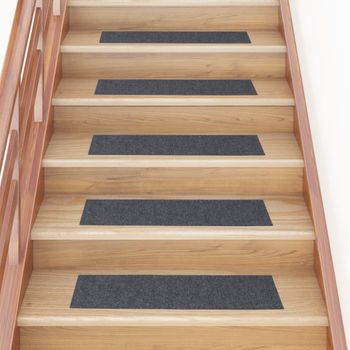 Alfombrilla Autoadhesiva Escalera 15 Uds Gris Claro 76x20 Cm