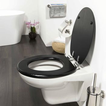 Asiento De Wc De Cierre Suave Blackwash Mdf Negro 252030746