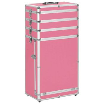 Maletín Trolley De Maquillaje De Aluminio Rosa