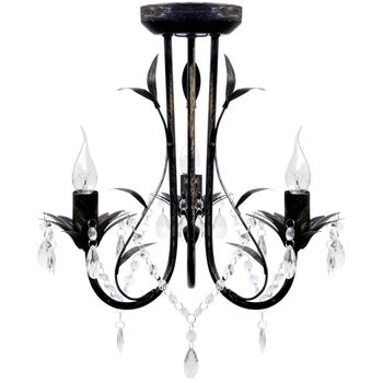 Lámpara De Araña, Candelabro Negro Estilo Art Nouveau, 3 X E14