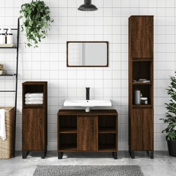 Mueble De Baño Madera De Ingeniería Roble Marrón 80x33x60 Cm