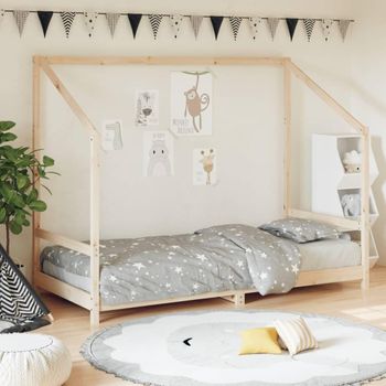 Estructura De Cama Para Niños Madera Maciza De Pino 90x200 Cm