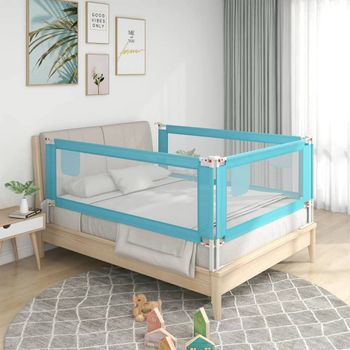 Barandilla De Seguridad Cama De Niño Azul Tela 160x25 Cm