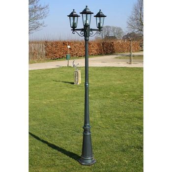 Farola De Jardín 3 Brazos Aluminio Verde Oscuro/negro 215 Cm