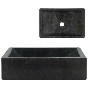 Lavabo De Mármol Negro Con Brillo 45x30x12 Cm