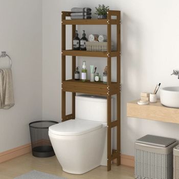 Estante De Baño Madera Maciza De Pino Marrón Miel 63x26x171 Cm