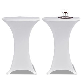 2 Manteles Blancos Ajustados Para Mesa De Pie - 70 Cm Diámetro