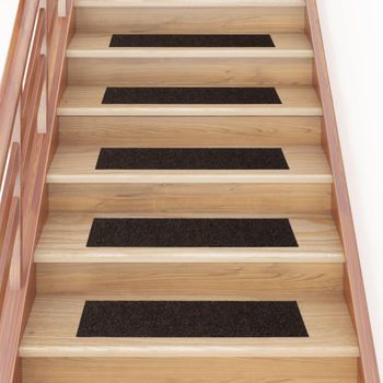 Alfombrilla Autoadhesiva Escalera 15 Uds Marrón Oscuro 76x20 Cm