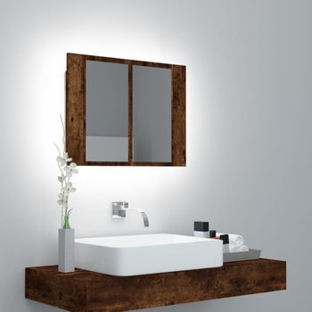 Armario Con Espejo Led Madera Roble Ahumado 60x12x45 Cm