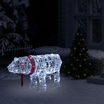 Oso Decorativo De Navidad Con 45 Leds Acrílico 71x20x38 Cm