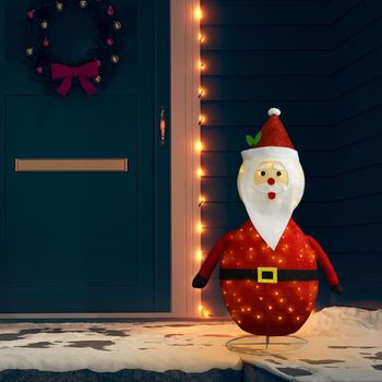 Papá Noel De Navidad Decorativo Con Led Tela Lujosa 120 Cm