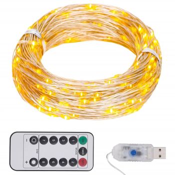 Tira De Luces Con 150 Led Blanco Cálido Pvc 15 M