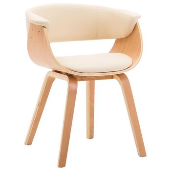 Silla De Comedor Madera Curvada Y Cuero Sintético Crema