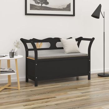 Banco Madera Maciza De Abeto Negro 107x45x75,5 Cm