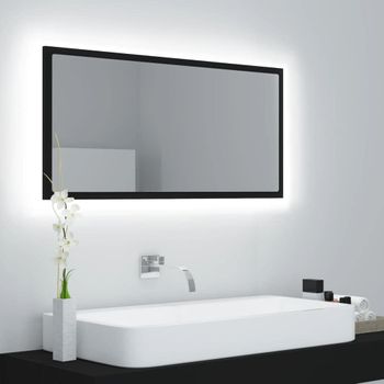 Espejo De Baño Led Acrílico Negro Brillo 90x8,5x37 Cm