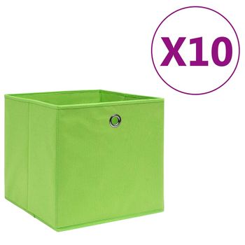 Cajas De Almacenaje 10 Uds Tela No Tejida Verde 28x28x28 Cm