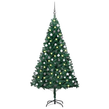 Árbol De Navidad Preiluminado Con Luces Y Bolas Verde 180 Cm