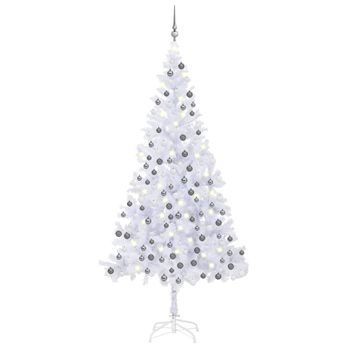 Árbol De Navidad Artificial Con Luces Y Bolas 910 Ramas 210 Cm