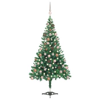 Árbol De Navidad Artificial Con Luces Y Bolas 564 Ramas 180 Cm