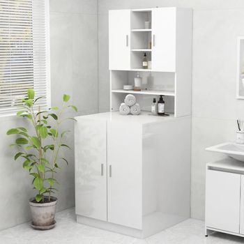 Mueble De Lavadora Blanco Brillo