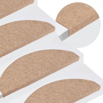 Alfombrilla Autoadhesiva De Escalera 15 Uds Beige 65x22,5x3,5cm