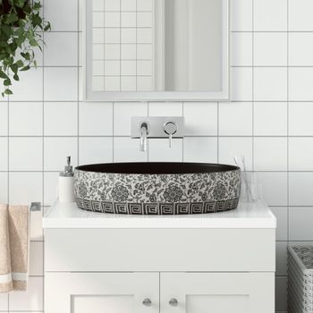 Lavabo De Encimera Ovalado Cerámica Negro Azul 56,5x36,5x13,5cm