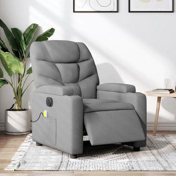 Sillón Reclinable De Masaje Eléctrico Tela Gris Claro