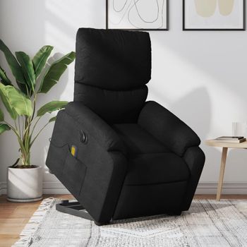 Sillón De Masaje Eléctrico Reclinable Elevable Tela Negro