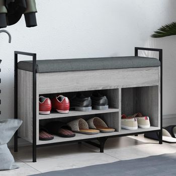 Banco Zapatero Madera De Ingeniería Gris Sonoma 85,5x32x57,5 Cm