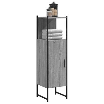 Armario De Baño Madera De Ingeniería Gris Sonoma 33x33x120,5 Cm