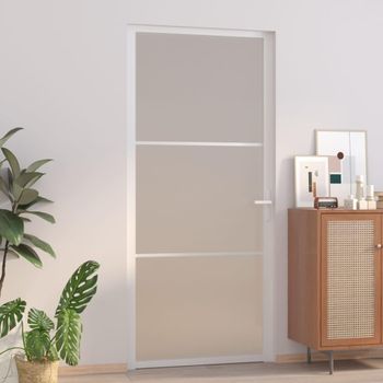 Puerta Interior De Vidrio Y Aluminio Blanco Mate 93x201,5 Cm