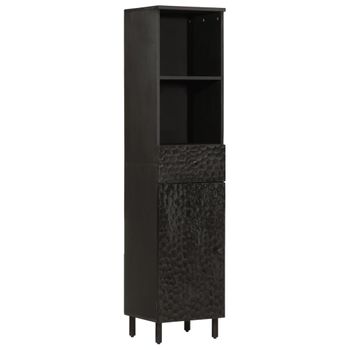 Mueble De Baño De Madera Maciza De Mango Negro 38x33x160 Cm