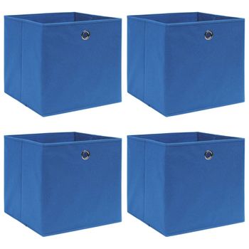 Cajas De Almacenaje 4 Uds Tela Azul 32x32x32 Cm