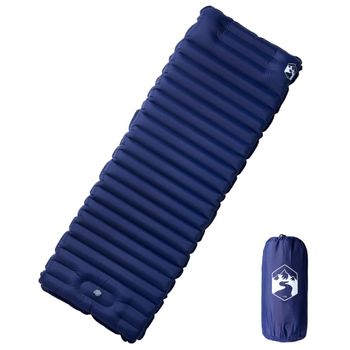 Colchón De Camping Autoinflable Con Almohada 1 Persona Azul