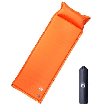 Colchón De Camping Autoinflable Con Almohada 1 Persona Naranja