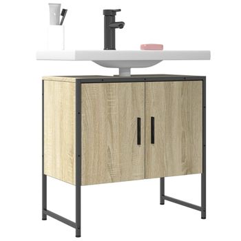 Armario Lavabo Baño Madera Ingeniería Roble Sonoma 60x33x60 Cm