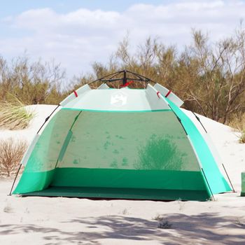 Tienda De Playa 2 Personas Impermeable Apertura Rápida Verde