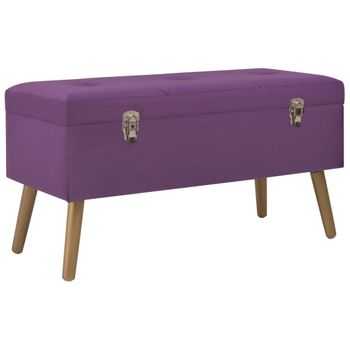 Banco Con Compartimento De Terciopelo Morado 80 Cm