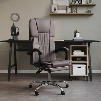 Silla De Oficina Reclinable Cuero Sintético Gris