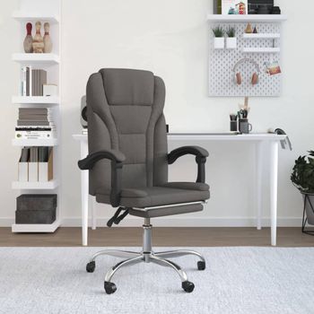 Silla De Oficina Reclinable De Tela Gris Oscuro