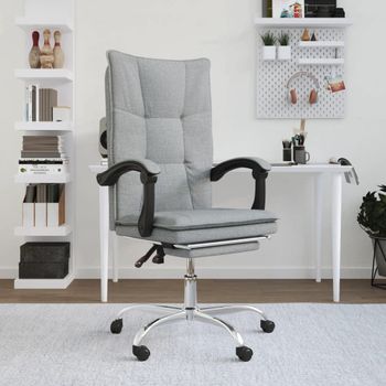 Silla De Oficina Reclinable De Tela Gris Claro