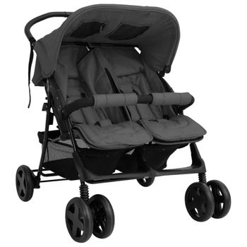 Carrito Para Gemelos De Acero Gris Oscuro