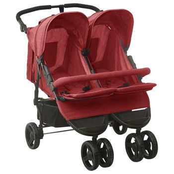 Carrito Para Gemelos De Acero Rojo