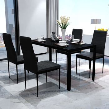 Conjunto De Mesa Y Sillas De Comedor 5 Piezas Negro