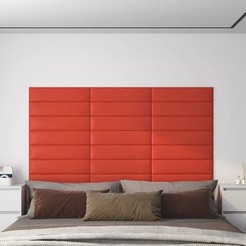 Paneles De Pared 12 Uds Cuero Sintético Rojo 60x15 Cm 1,08 M²