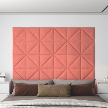 Paneles De Pared 12 Uds Terciopelo Rosa 30x30 Cm 0,54 M²