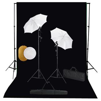 Kit Estudio Fotográfico Lámparas Sombrillas Fondo Y Reflector