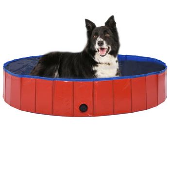 Piscina Para Perros Plegable Pvc Rojo 160x30 Cm